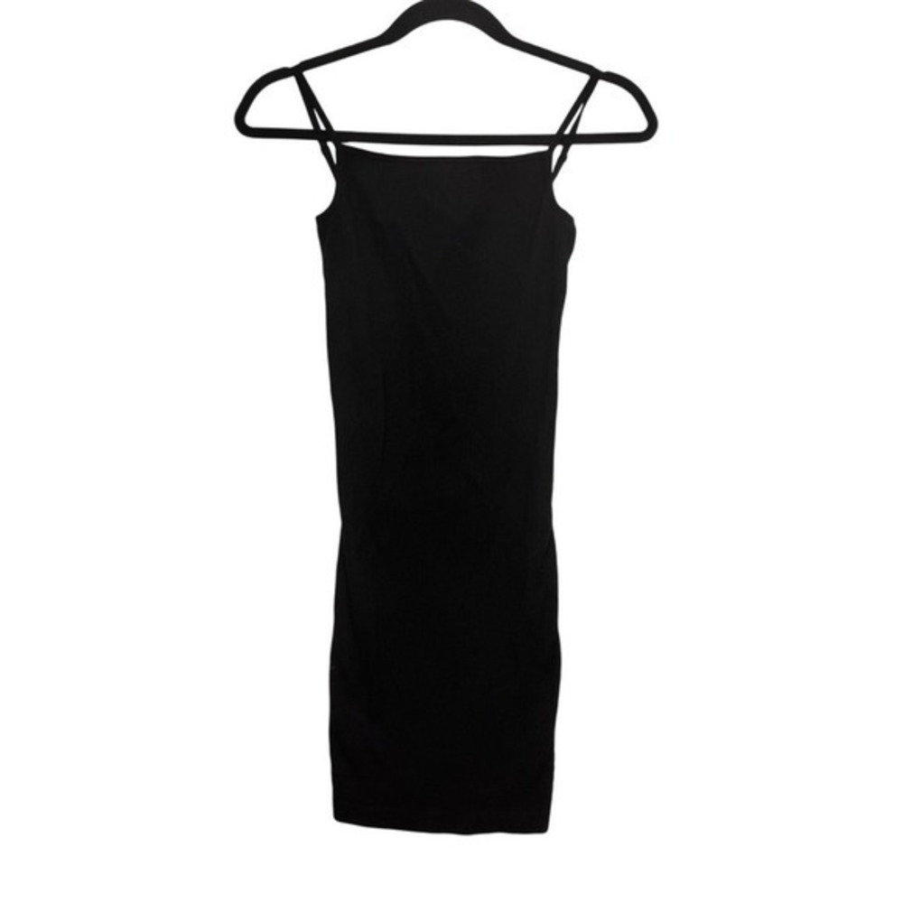 Sunday Best Black Ribbed Bodycon Mini Dress XS/S Adjustable Straps Y2K‎ Sexy